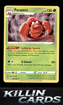 Parasect 005/196 Pokemon Rare SWSH11: Lost Origin Card NM