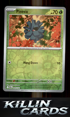 Reverse Holofoil Pineco 004/182 Pokemon Common SV10: Destined Rivals Card NM