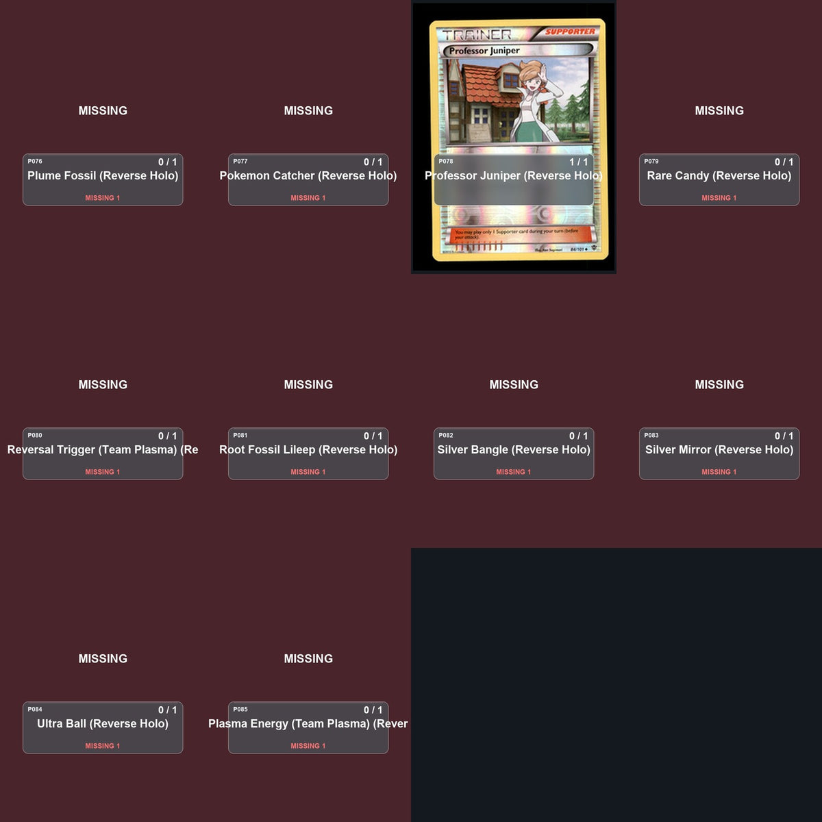 Pokemon TCG Plasma Blast Reverse Holo Master Set 4 Reverse Holo Card Collection