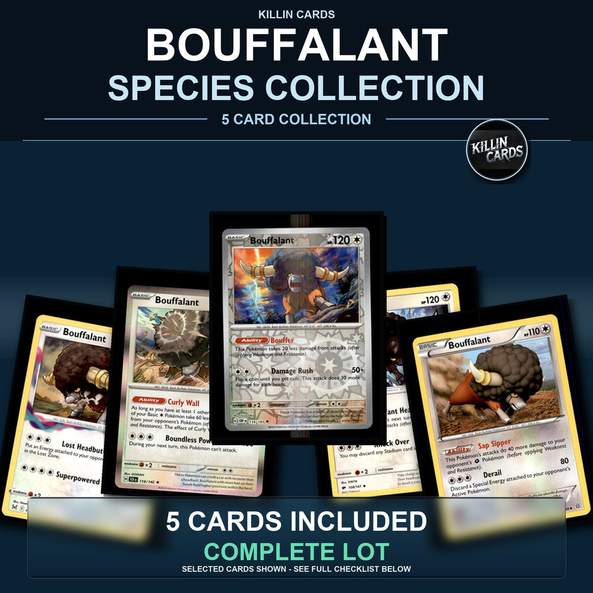 Pokemon TCG Bouffalant Species Collection 5 Different Cards