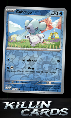 Reverse Holofoil Cubchoo 053/197 Pokemon Common SV03: Obsidian Flames Card NM