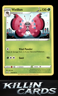 Vivillon 013/163 Pokemon Rare SWSH05: Battle Styles Card NM