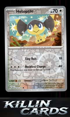 Reverse Holofoil Helioptile 154/191 Pokemon Common SV08: Surging Sparks Card NM