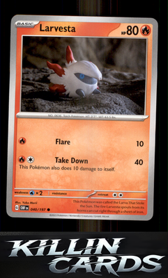 Larvesta 040/197 Pokemon Common SV03: Obsidian Flames Card NM