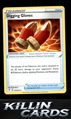 Digging Gloves 145/203 Pokemon Uncommon SWSH07: Evolving Skies Card NM