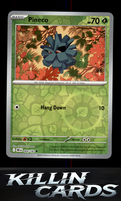 Reverse Holofoil Pineco 004/182 Pokemon Common SV10: Destined Rivals Card NM