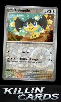 Reverse Holofoil Helioptile 154/191 Pokemon Common SV08: Surging Sparks Card NM