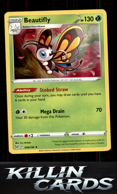 Beautifly 008/196 Pokemon Holo Rare SWSH11: Lost Origin Card NM