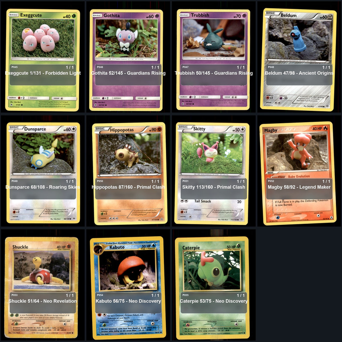 Pokemon TCG Yuka Morii Artist Collection 55 Cards Lot clay art