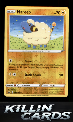 Reverse Holofoil Mareep 047/198 Pokemon Common SWSH06: Chilling Reign Card NM