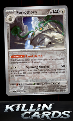 Reverse Holofoil Ferrothorn - 128/182 128/182 Pokemon Uncommon SV04: Paradox Rif