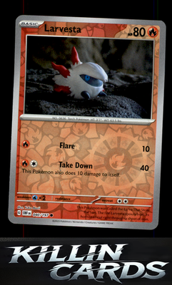 Reverse Holofoil Larvesta 040/197 Pokemon Common SV03: Obsidian Flames Card NM