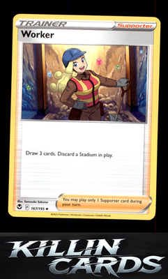 Worker 167/195 Pokemon Uncommon SWSH12: Silver Tempest Card NM