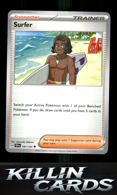 Surfer - 187/191 187/191 Pokemon Uncommon SV08: Surging Sparks Card NM