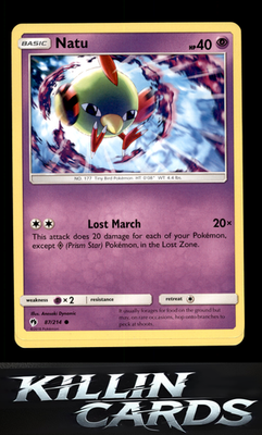 Natu 87/214 Pokemon Common SM - Lost Thunder Card LP