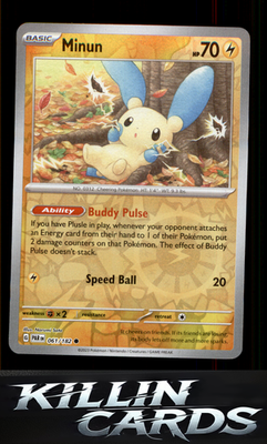 Reverse Holofoil Minun - 061/182 061/182 Pokemon Common SV04: Paradox Rift Card