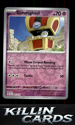 Reverse Holofoil Gimmighoul 097/191 Pokemon Common SV08: Surging Sparks Card NM