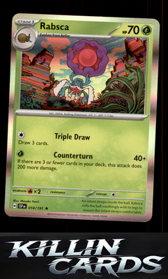 Rabsca 014/191 Pokemon Rare SV08: Surging Sparks Card NM