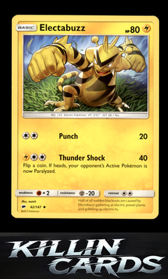 Electabuzz 42/147 Pokemon Uncommon SM - Burning Shadows Card LP