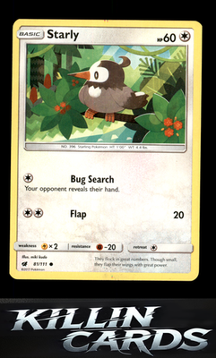 Starly 81/111 Pokemon Common SM - Crimson Invasion Card NM
