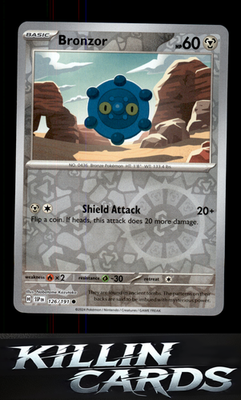 Reverse Holofoil Bronzor 126/191 Pokemon Common SV08: Surging Sparks Card NM