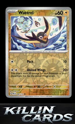 Reverse Holofoil Wattrel - 080/193 080/193 Pokemon Common SV02: Paldea Evolved C