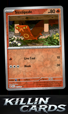 Reverse Holofoil Sizzlipede 027/191 Pokemon Common SV08: Surging Sparks Card NM