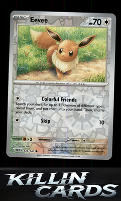 Reverse Holofoil Eevee 133/165 Pokemon Common SV: Scarlet & Violet 151 Card NM