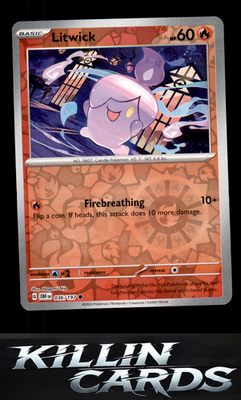 Reverse Holofoil Litwick 036/197 Pokemon Common SV03: Obsidian Flames Card NM