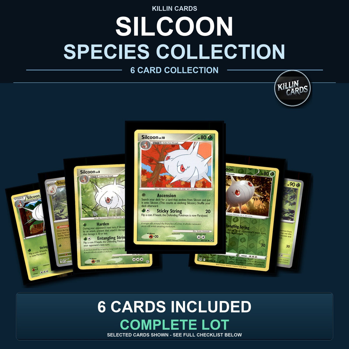 Pokemon TCG Silcoon Species Collection 6 Different Cards