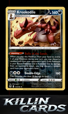 Reverse Holofoil Krookodile 113/195 Pokemon Holo Rare SWSH12: Silver Tempest Car