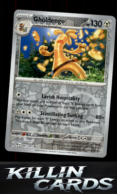 Reverse Holofoil Gholdengo 067/091 Pokemon Rare SV: Paldean Fates Card NM