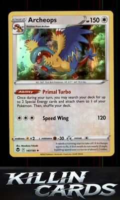 Archeops 147/195 Pokemon Holo Rare SWSH12: Silver Tempest Card NM