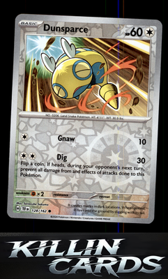 Reverse Holofoil Dunsparce 128/162 Pokemon Common SV05: Temporal Forces Card NM