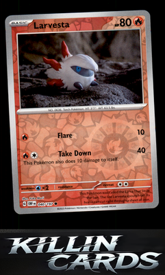 Reverse Holofoil Larvesta 040/197 Pokemon Common SV03: Obsidian Flames Card NM
