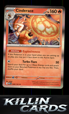 Cinderace 028/132 Pokemon Rare ME01: Mega Evolution Card NM