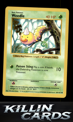 Weedle 069/102 Pokemon Common Base Set (Shadowless) Card LP