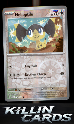 Reverse Holofoil Helioptile 154/191 Pokemon Common SV08: Surging Sparks Card NM