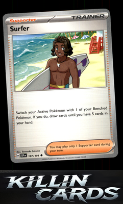Surfer - 187/191 187/191 Pokemon Uncommon SV08: Surging Sparks Card NM