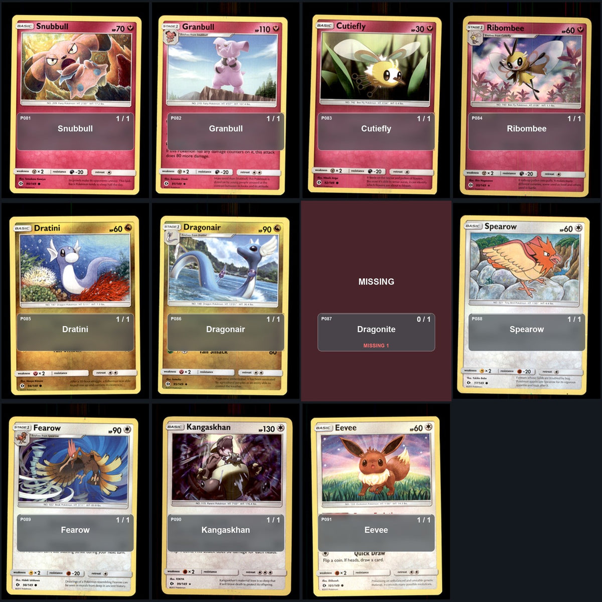 Pokemon TCG SM Base Set C/UC/R Standard Set 113 Cards