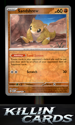 Reverse Holofoil Sandshrew 027/165 Pokemon Common SV: Scarlet & Violet 151 Card