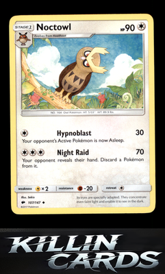 Noctowl 107/147 Pokemon Uncommon SM - Burning Shadows Card NM