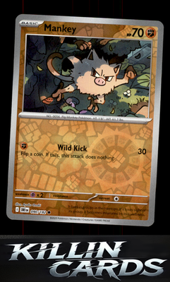 Reverse Holofoil Mankey 090/182 Pokemon Common SV10: Destined Rivals Card NM