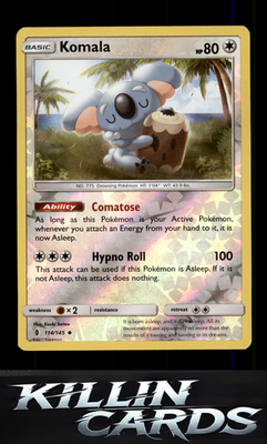 Reverse Holofoil Komala 114/145 Pokemon Uncommon SM - Guardians Rising Card NM