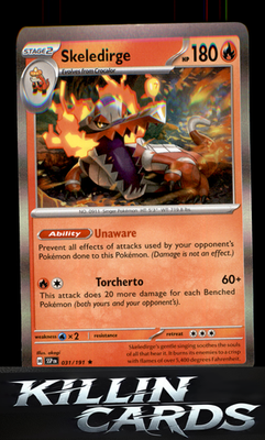Skeledirge 031/191 Pokemon Rare SV08: Surging Sparks Card NM