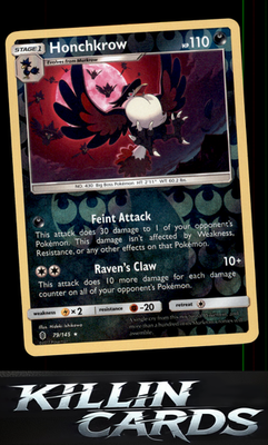 Reverse Holofoil Honchkrow 79/145 Pokemon Rare SM - Guardians Rising Card NM