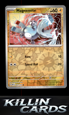 Reverse Holofoil Magnemite 063/197 Pokemon Common SV03: Obsidian Flames Card NM