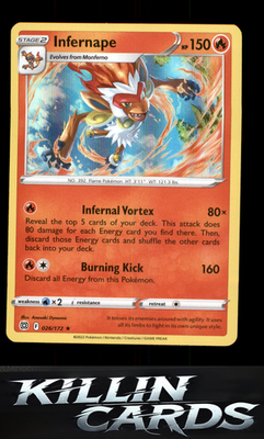 Infernape 026/172 Pokemon Holo Rare SWSH09: Brilliant Stars Card NM