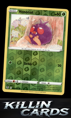 Reverse Holofoil Venonat 001/195 Pokemon Common SWSH12: Silver Tempest Card NM