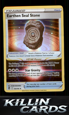 Earthen Seal Stone 154/195 Pokemon Holo Rare SWSH12: Silver Tempest Card NM